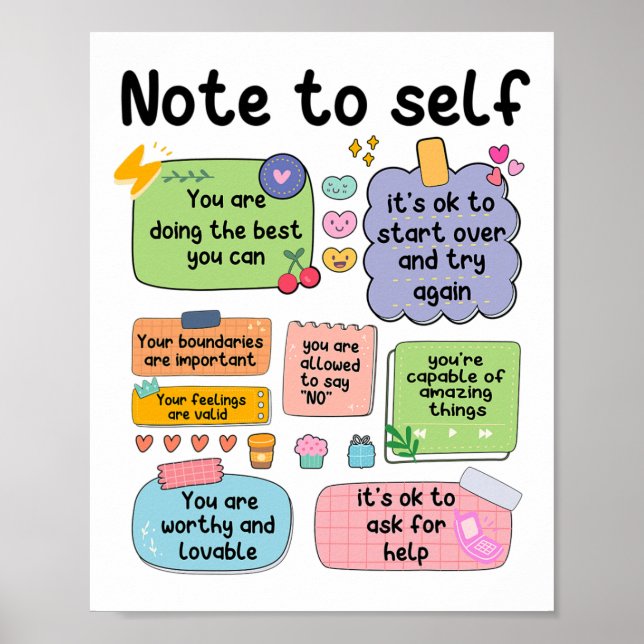 Note To Self Mental Health School Psychologist 1  Poster (Front)