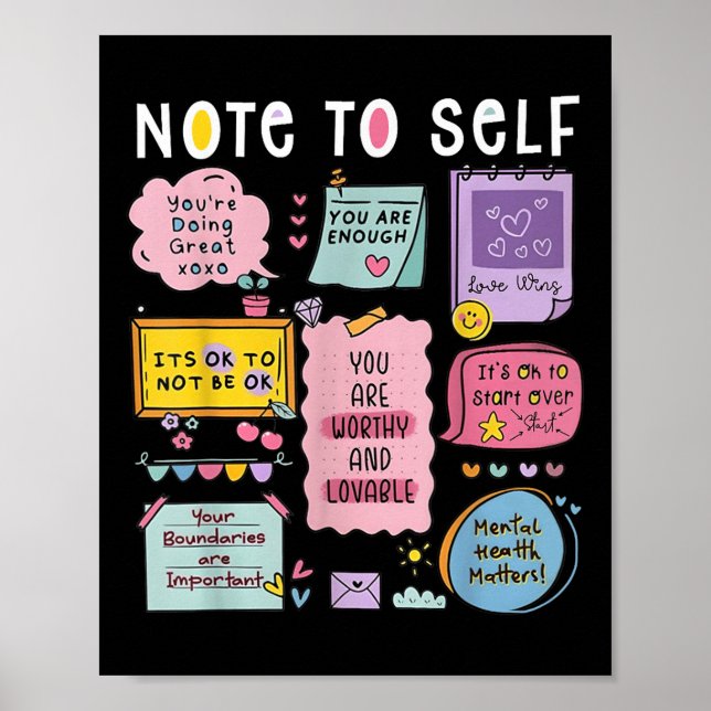 Note To Self Psychologist Mental Health Awareness  Poster (Front)