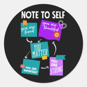 Note To Self Suicide Prevention Awareness Long Classic Round Sticker