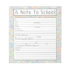 Note to Teacher Notepad, School Absence Excuse