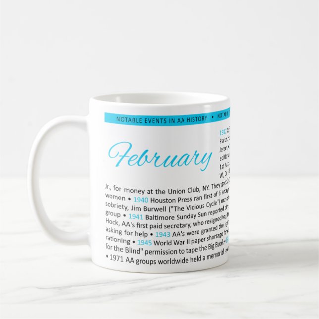Noteable Events in AA History Mug - February (Left)