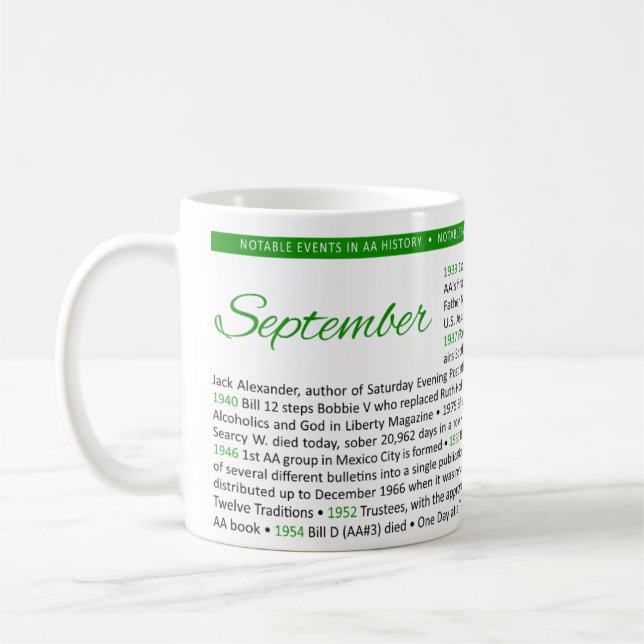 Noteable Events in AA History Mug - September (Left)