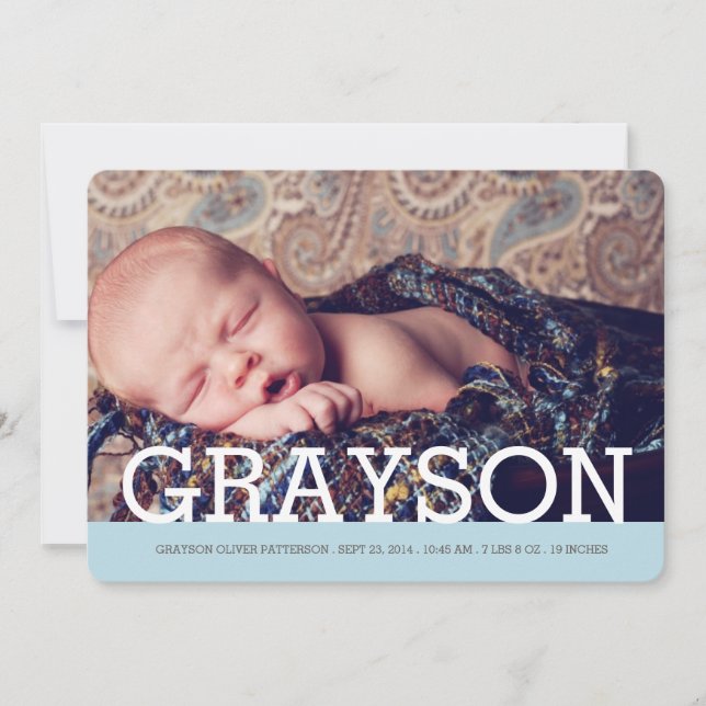 Noteable Name Two Photo Modern Birth Announcement (Front)