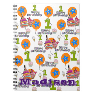 Notebook, #1 First Birthday Notes White Notebook