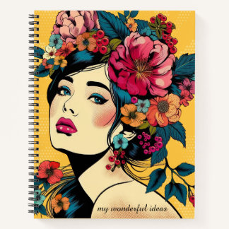 Notebook ART Print Women With Flower Wreath