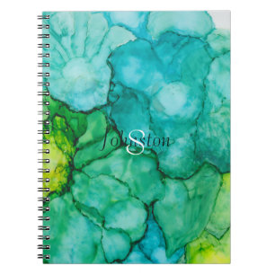 Notebook "Blue Green Flowers" Personalise