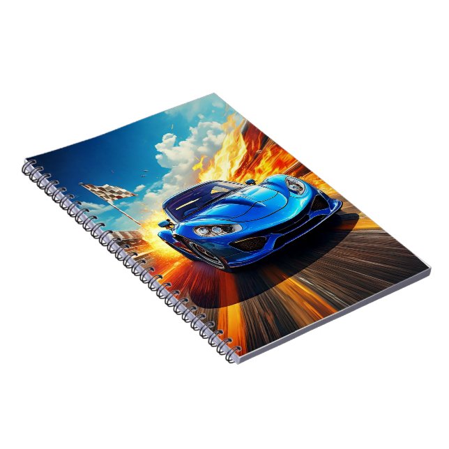 Notebook - Blue sport car (Right Side)