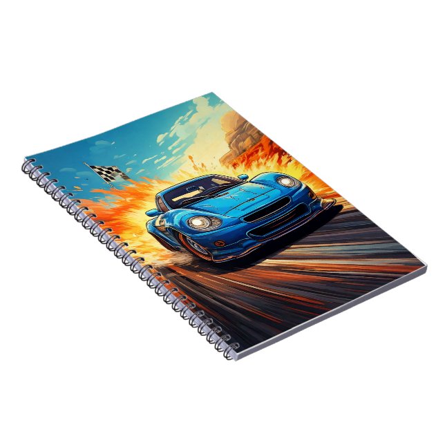 Notebook - Blue sport car (Right Side)