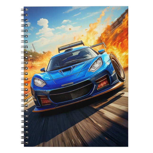 Notebook - Blue sport car (Front)