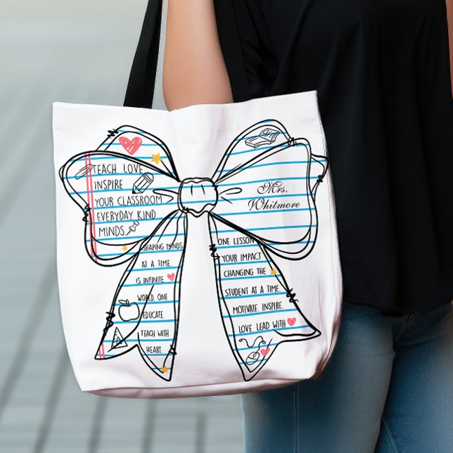 Notebook Bow Teacher Back to School Personalised Crossbody Bag (Creator Uploaded)