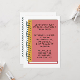 Notebook College Trunk Party Invitation
