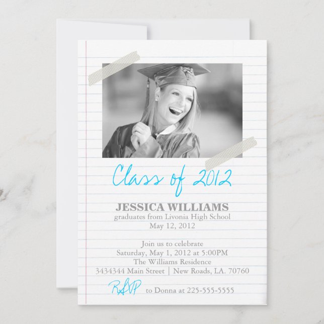 Notebook Graduation Party Invitation (Front)