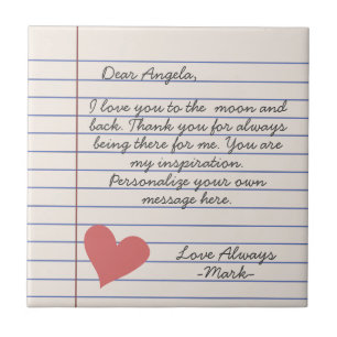 Notebook handwritten love letter or message   ceramic tile