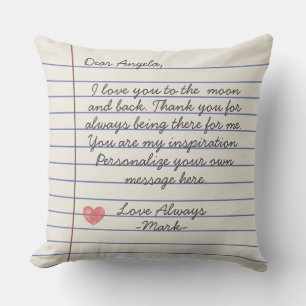 Notebook handwritten love letter or message custom cushion