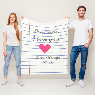Notebook handwritten love letter or message custom fleece blanket