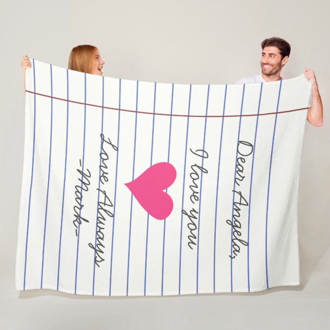 Notebook handwritten love letter or message custom fleece blanket (In Situ)