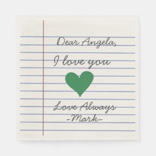 Notebook handwritten love letter or message custom napkin
