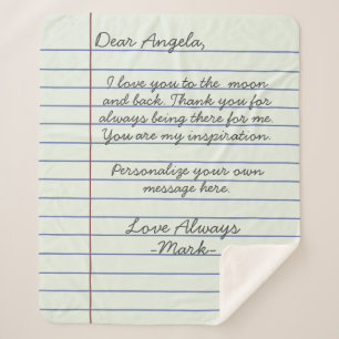 Notebook handwritten love letter or message custom sherpa blanket