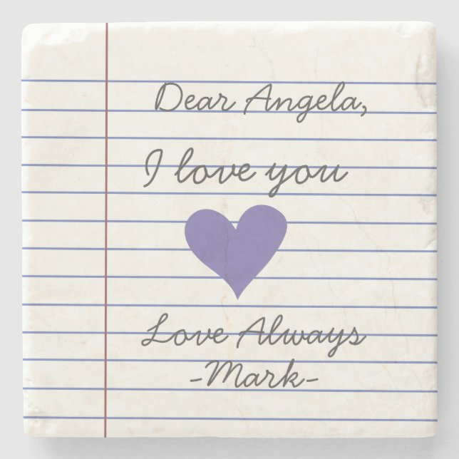 Notebook handwritten love letter or message custom stone coaster (Front)