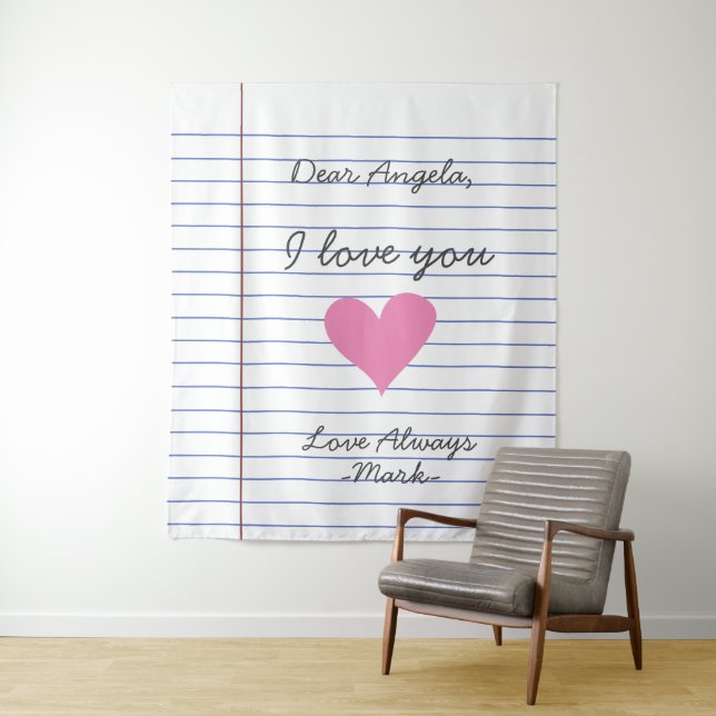 Notebook handwritten love letter or message custom tapestry (In Situ)