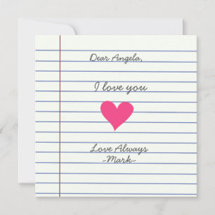Notebook handwritten love letter personalised note advice card