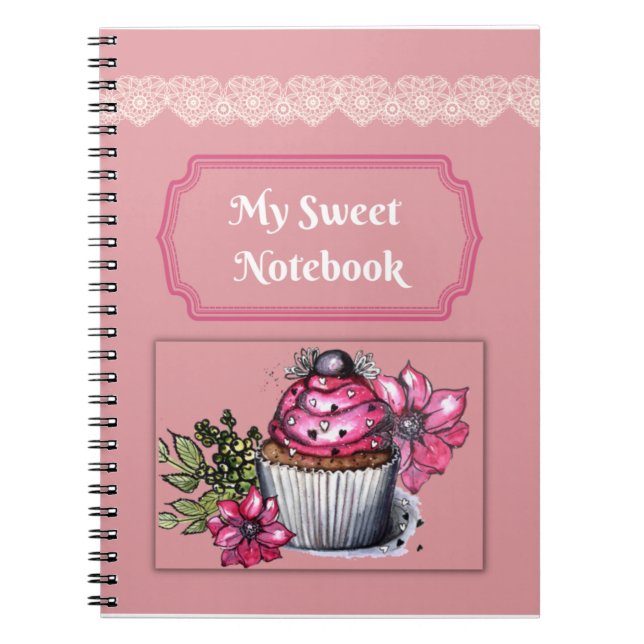 Notebook/Journal My Sweet Notebook Pink Cupcake (Front)
