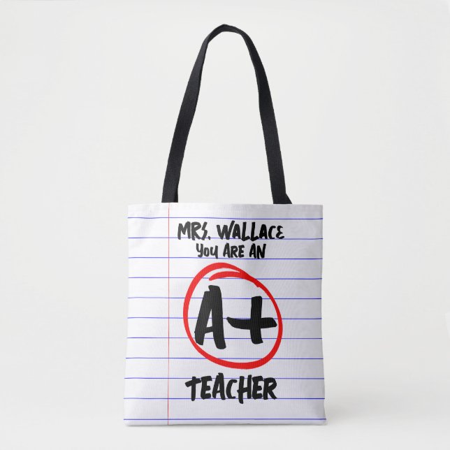 Notebook lined paper A* A+ teacher fashion Tote Bag (Front)