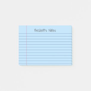 Notebook Lines Pale Blue Add Your Name Post-it Notes
