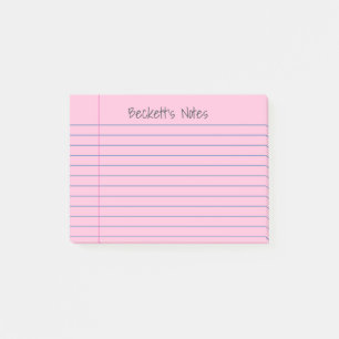 Notebook Lines Pink Add Your Name Post-it Notes