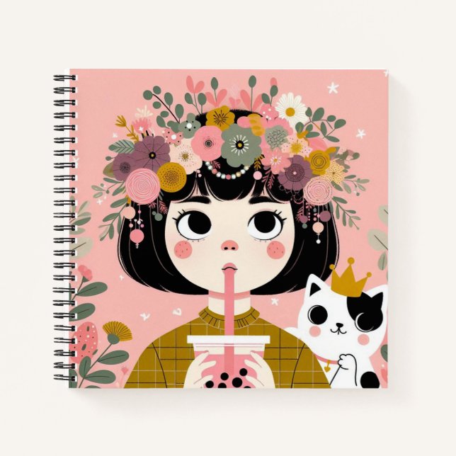 Notebook “Little Girl Bubble Tea“ (Front)