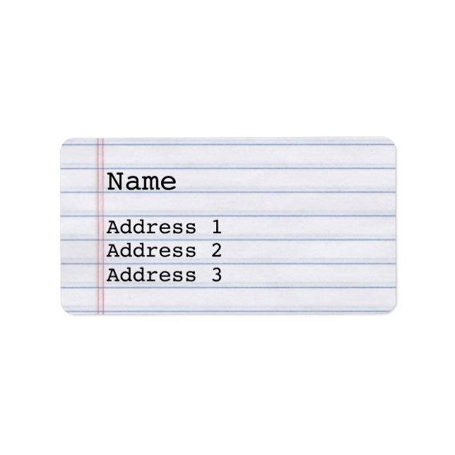 Notebook Paper Custom Address Label (Front)
