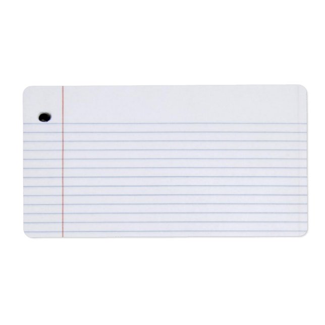 Notebook Paper Label (Front)