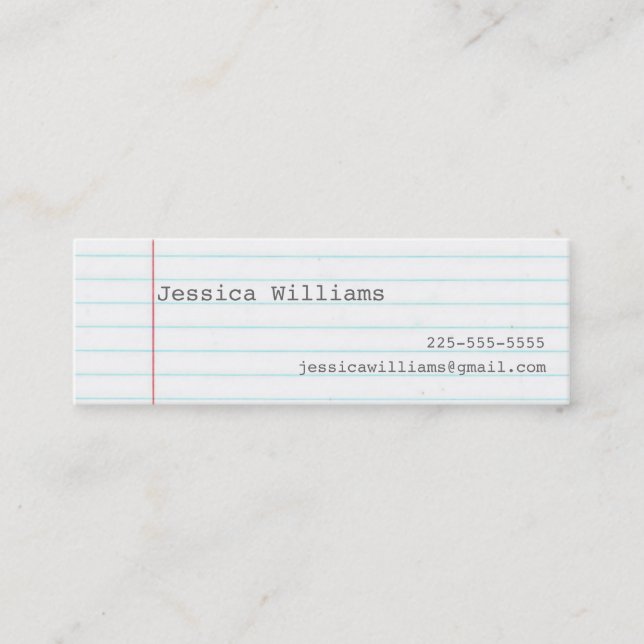 Notebook Paper Mini Business Card (Front)