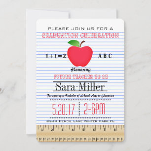Notebook Paper Teacher Graduation Invitation