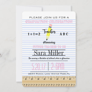Notebook Paper Teacher Graduation Invitation