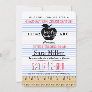 Notebook Paper Teacher Graduation Invitation