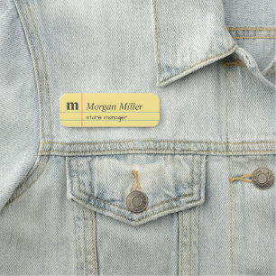 Notebook Paper Yellow Lined Hand-Writing Name Tag