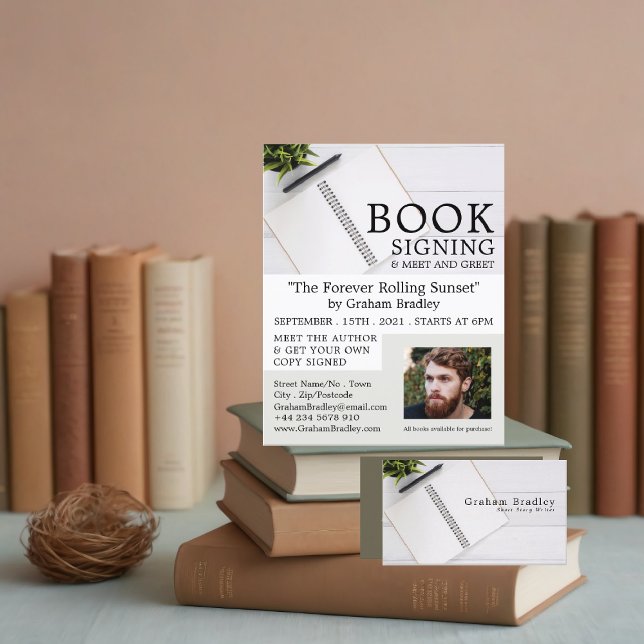 Notebook & Pen, Writers Book Signing Advertising Flyer (Creator Uploaded)