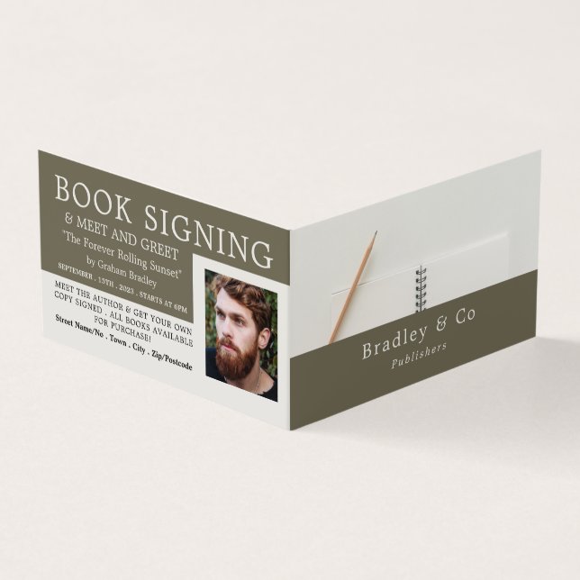 Notebook & Pencil, Publisher, Writer Book Signing Business Card (Outside)