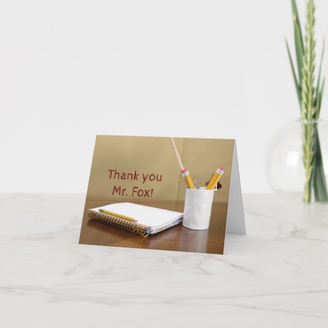 Notebook & Pencils Teacher's Appreciation Day Thank You Card (Front)