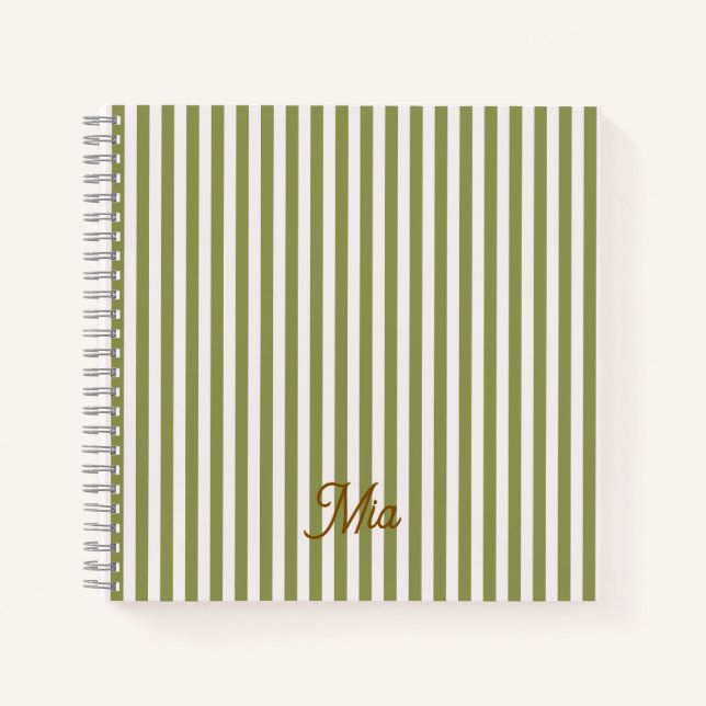 Notebook Personalised Striped Custom Name (Front)