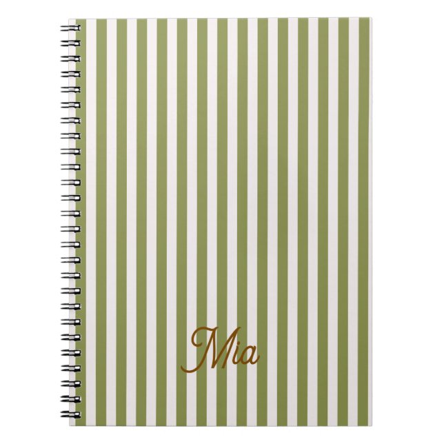 Notebook Personalised Striped Custom Name (Front)