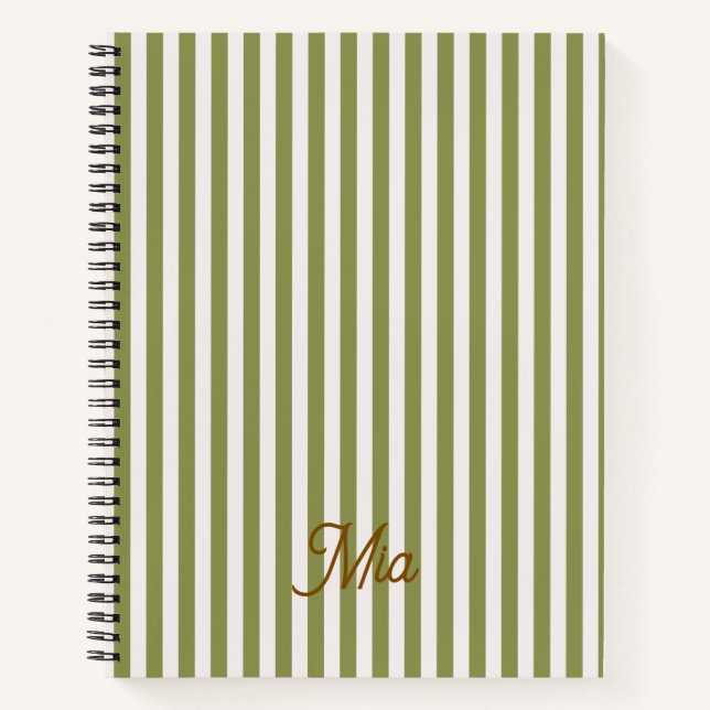 Notebook Personalised Striped Custom Name (Front)