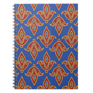 Notebook, Red, Blue, Gold Fleur de Lys Pattern Notebook