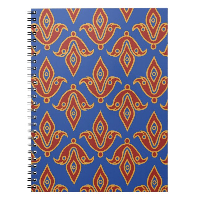 Notebook, Red, Blue, Gold Fleur de Lys Pattern Notebook (Front)