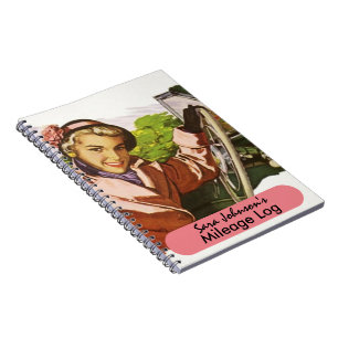 Notebook Retro Road Trip Travel Mileage Log