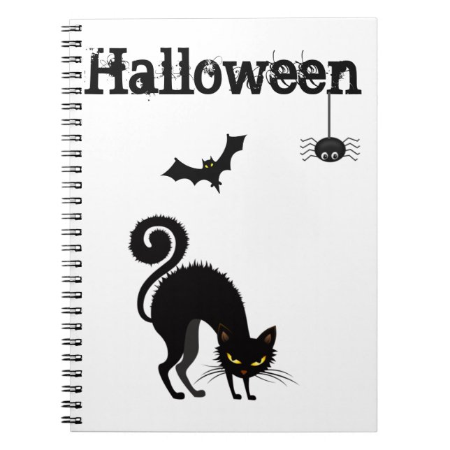 Notebook - Spooked Black Cat Design 2 (Front)