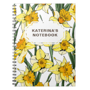 NOTEBOOK Spring Daffodil Design & Custom Name