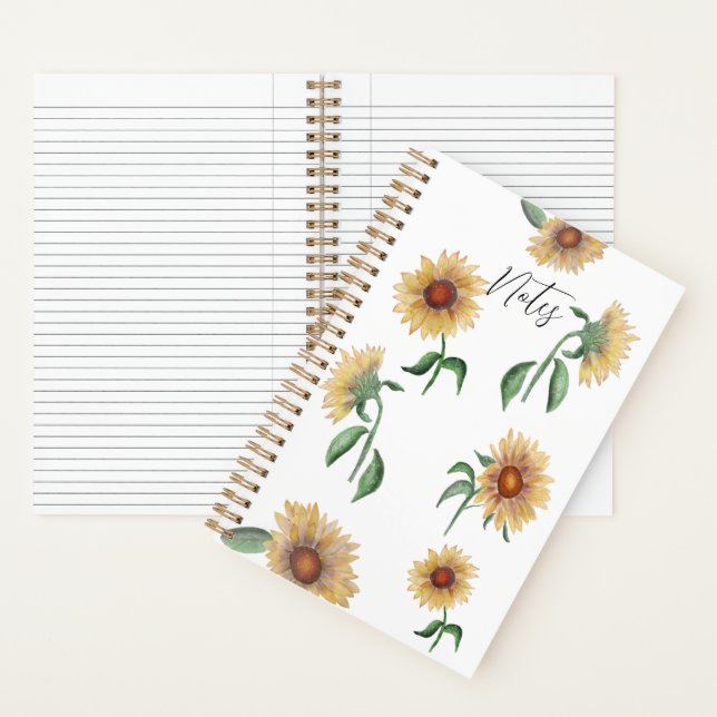 Notebook | Sunflower | 5.5x8.5 | Watercolor  (Inside)