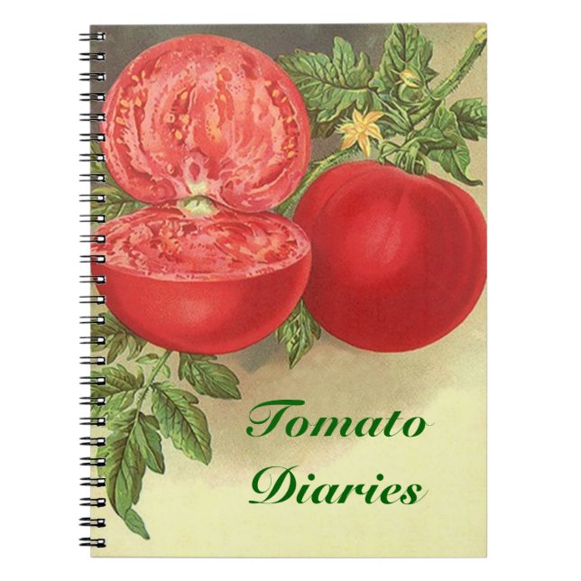 Notebook Vintage Garden Journal Red Tomato Diaries (Front)